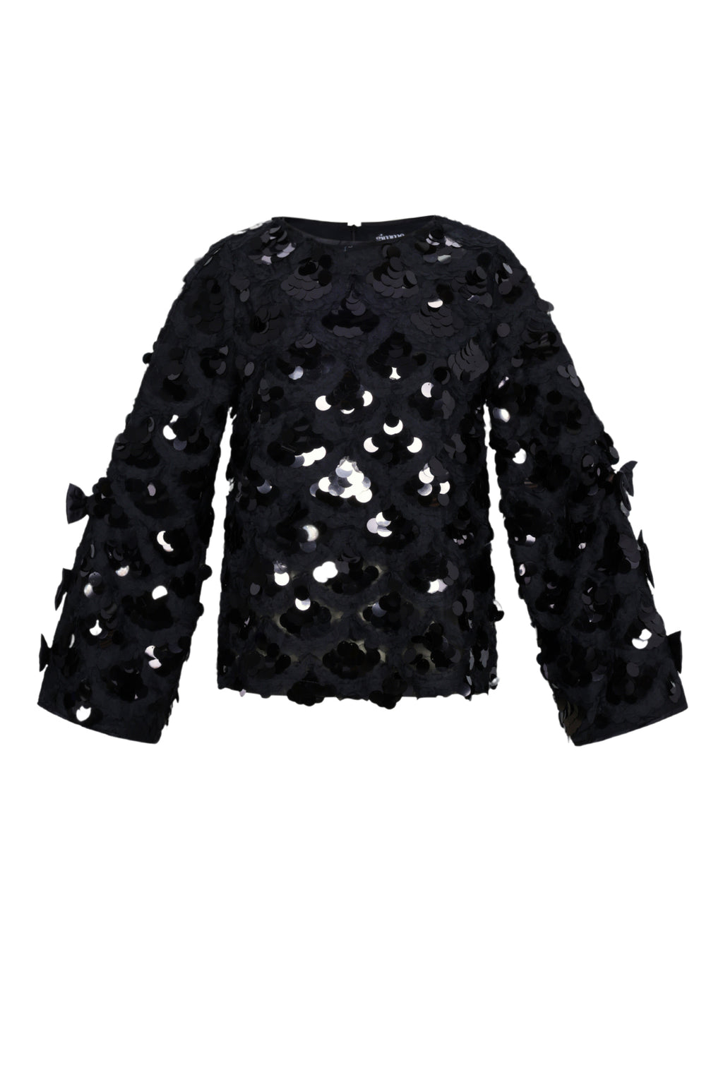 Woven Polyester Fiber Women's Long Sleeve Tops Elegant Sequins Statement