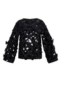 Woven Polyester Fiber Women's Long Sleeve Tops Elegant Sequins Statement