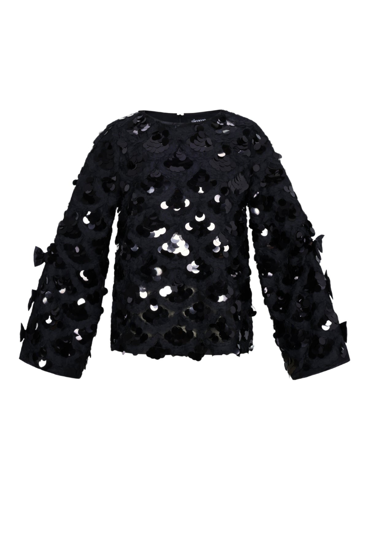 Woven Polyester Fiber Women's Long Sleeve Tops Elegant Sequins Statement
