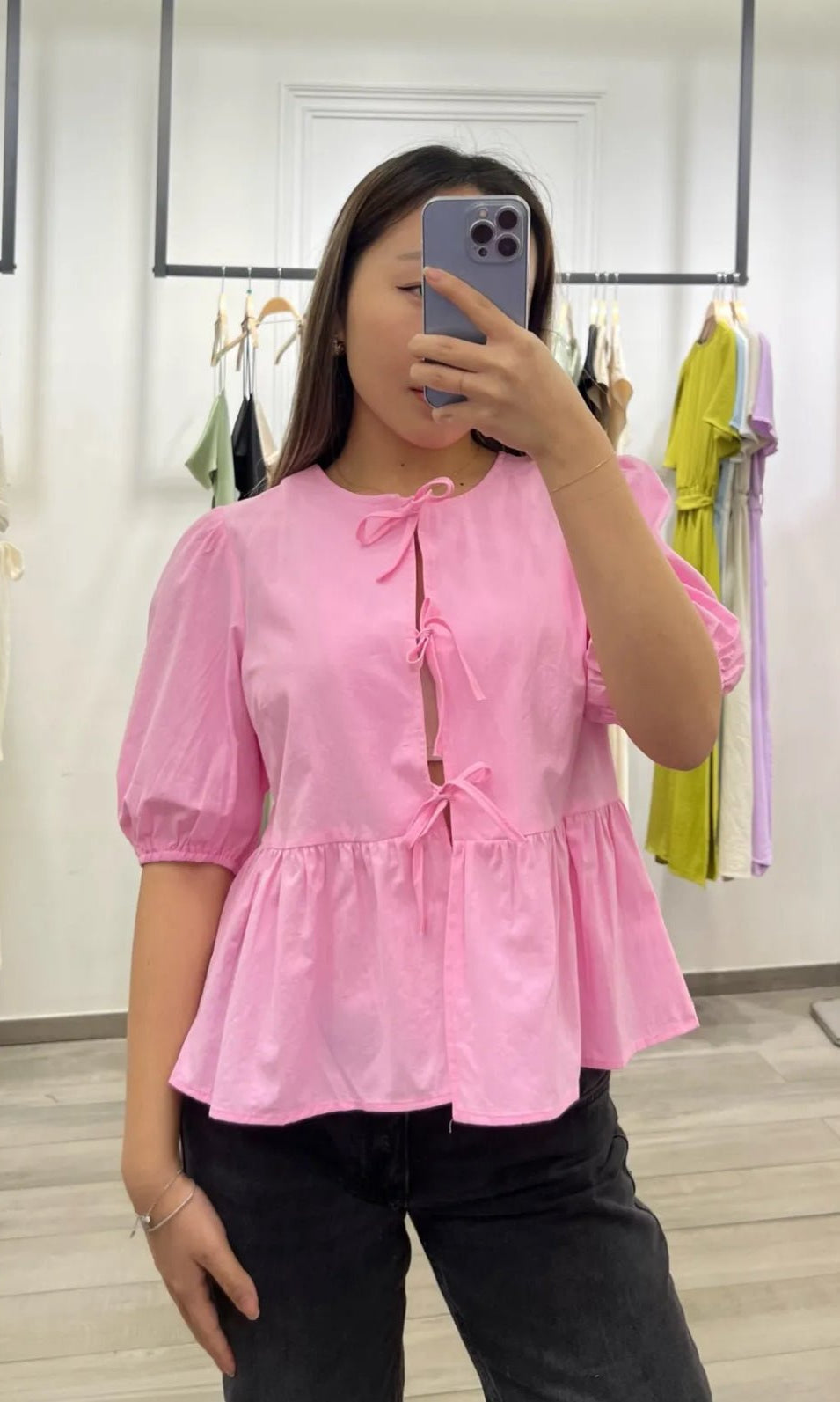 Bow blouse pink -