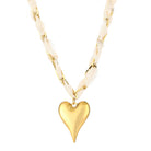 Braided Big Heart Necklace Beige - My Favourites