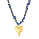 Braided Big Heart Necklace Blue - My Favourites