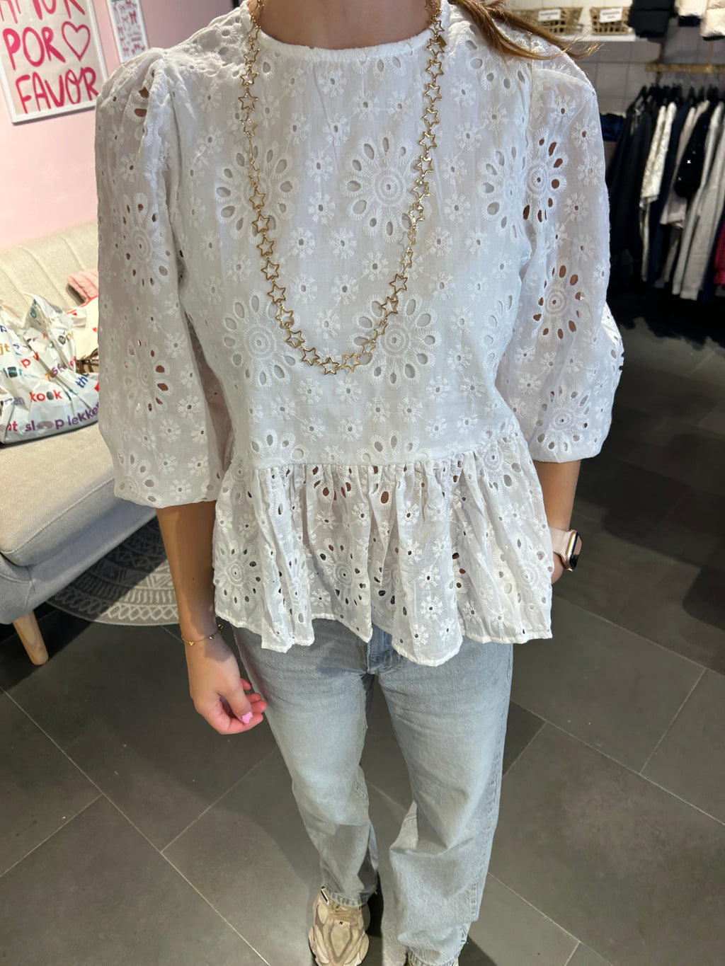 Broderie Blouse White - My Favourites