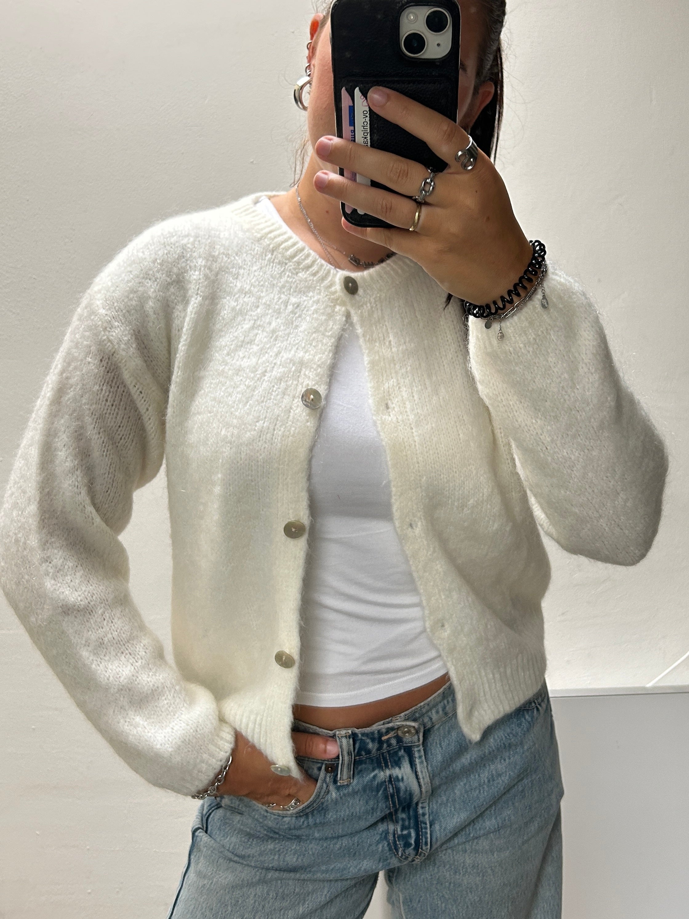 Button Up Cardigan Off White - 