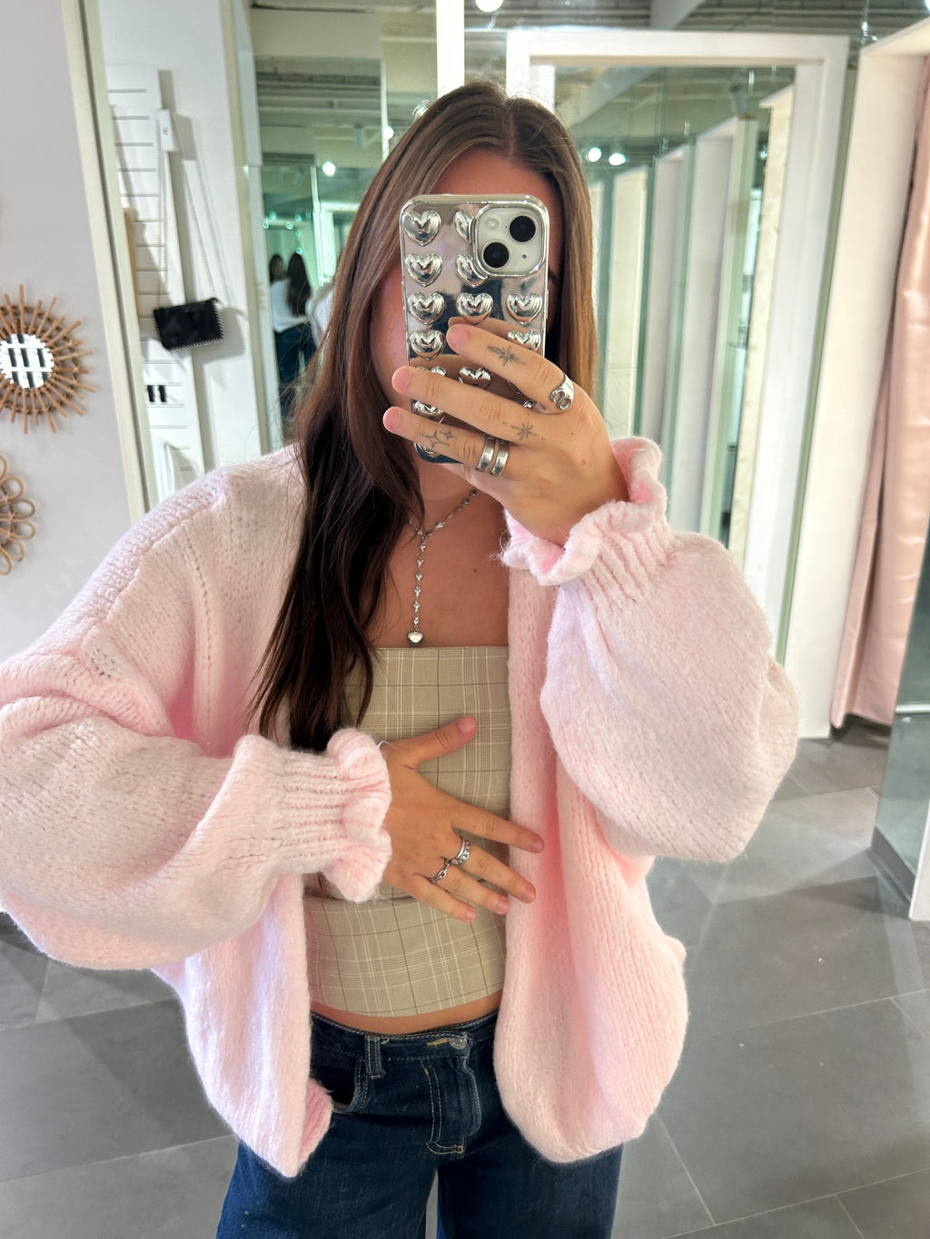 Cardigan Ruffle Light Pink - My Favourites