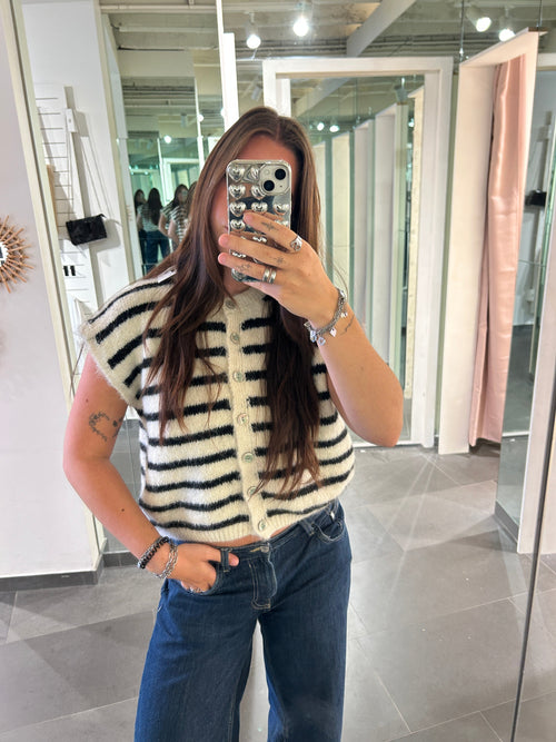 Cardigan Striped Black/White - My Favourites