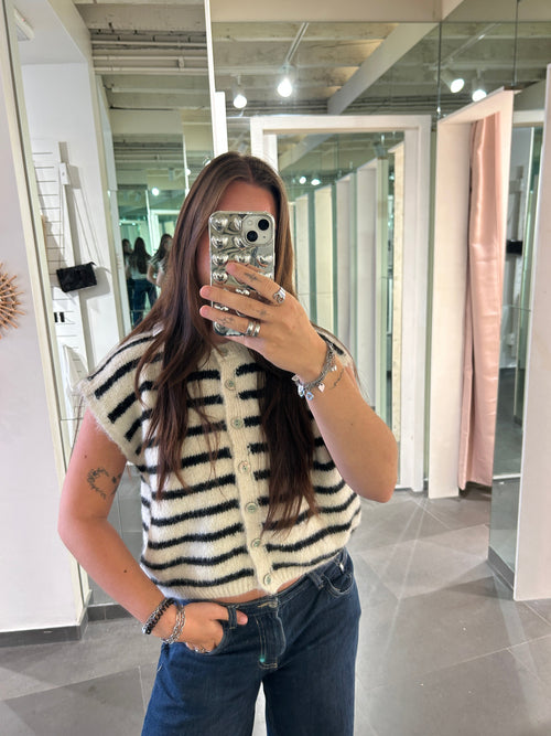 Cardigan Striped Black/White - My Favourites