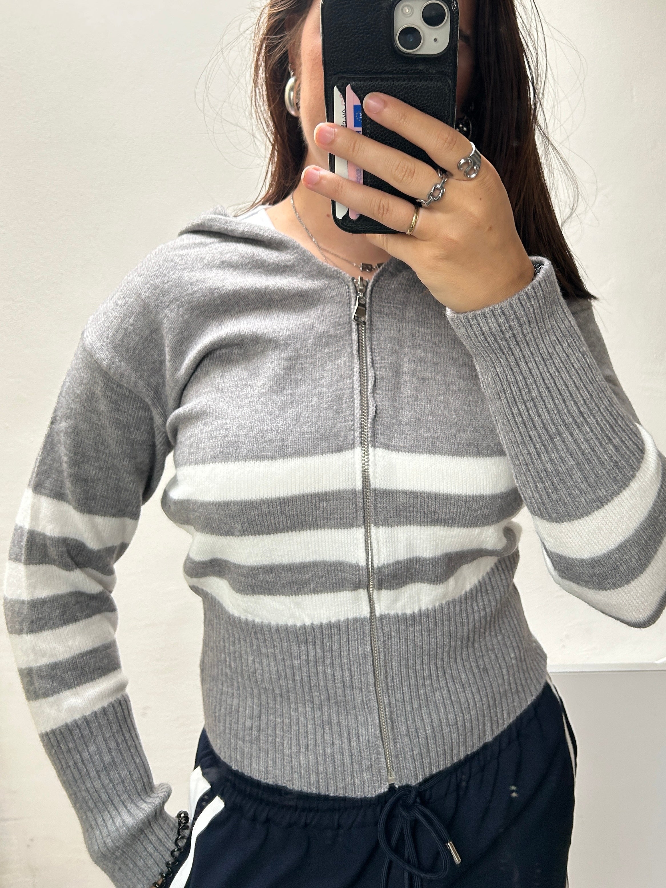 Cardigan Striped Grey - 