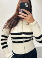 Cardigan Striped Off White - 