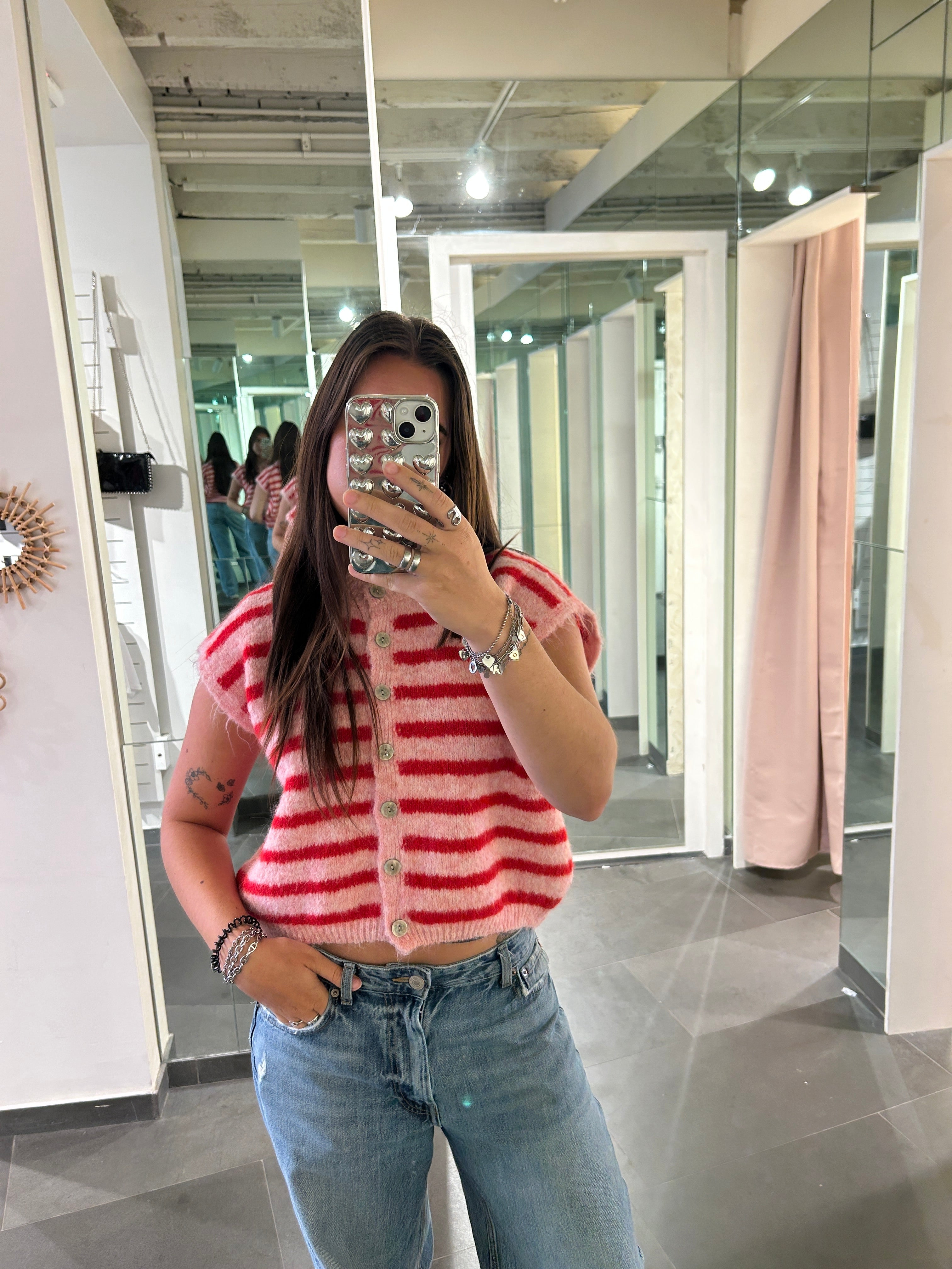 Cardigan Striped Pink/Red - My Favourites