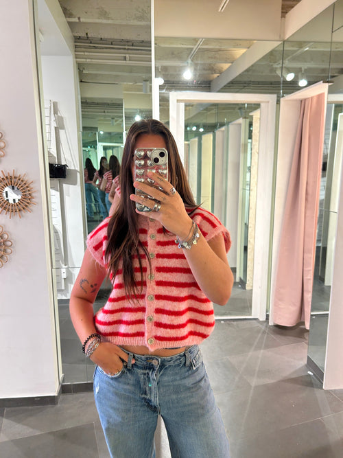 Cardigan Striped Pink/Red - My Favourites