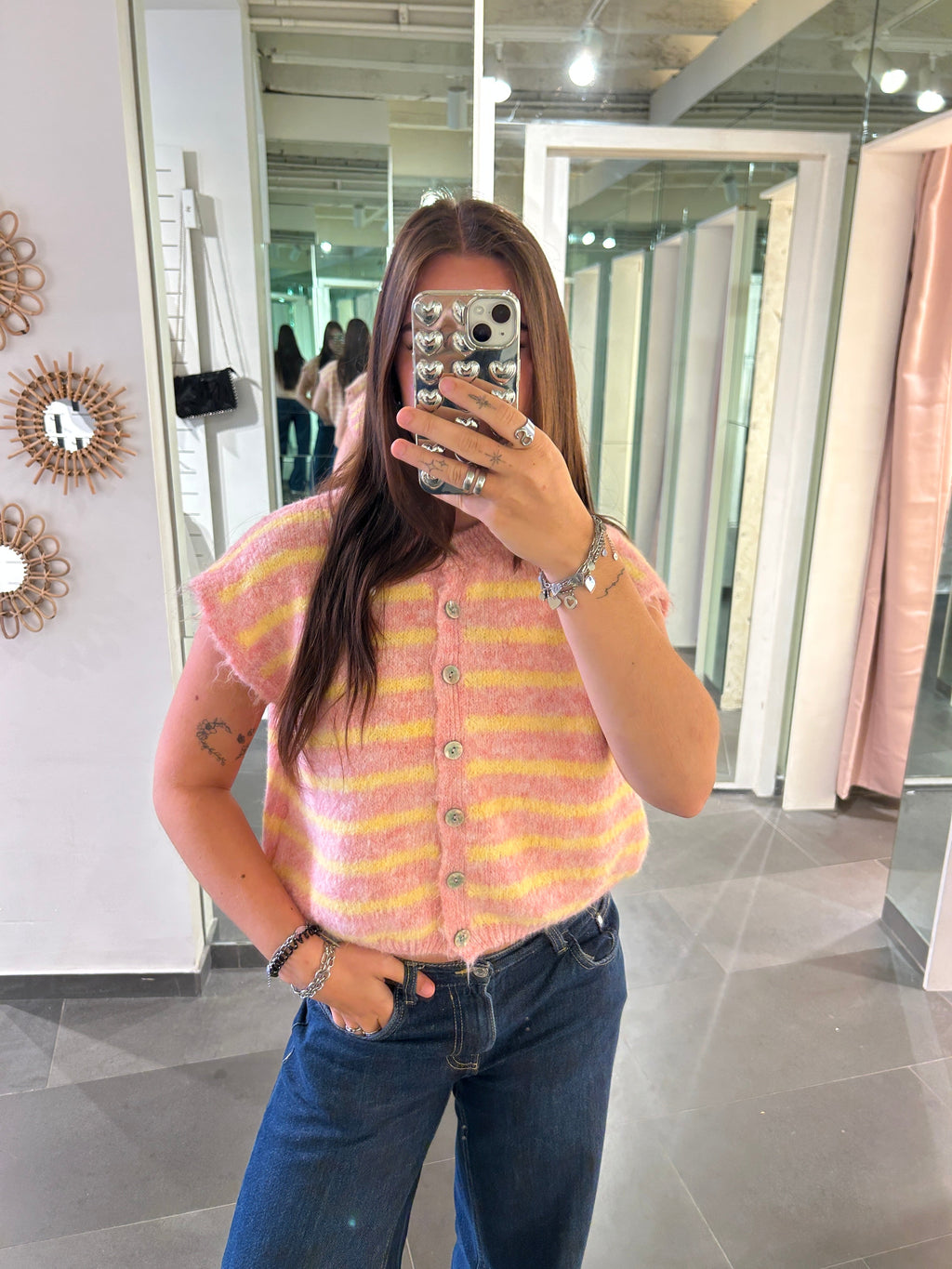 Cardigan Striped Pink/Yellow - My Favourites