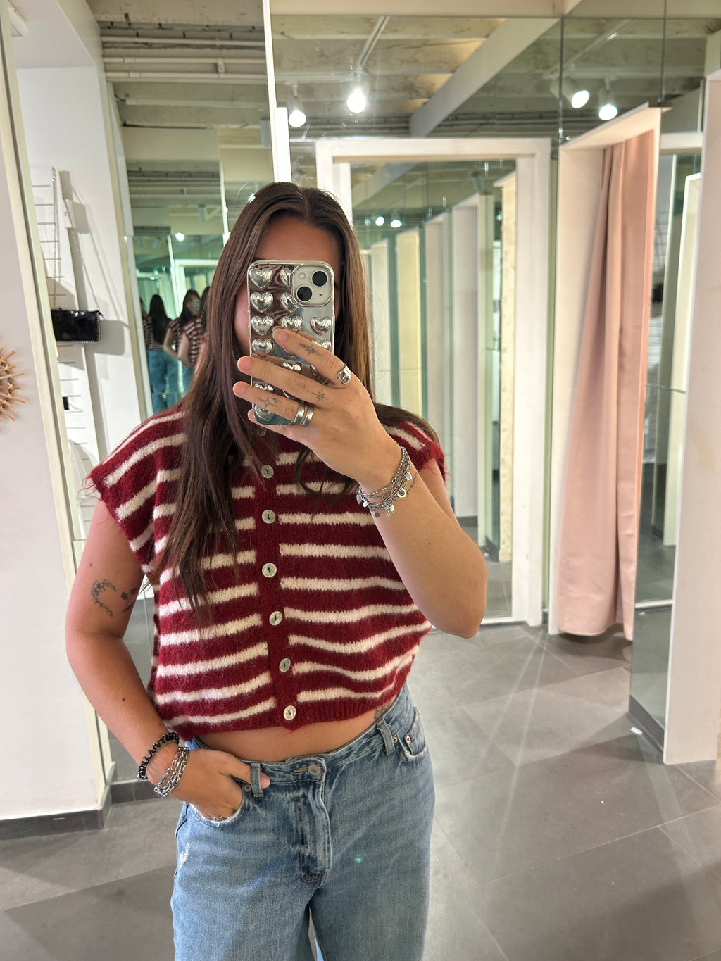 Cardigan Striped Red/White - My Favourites