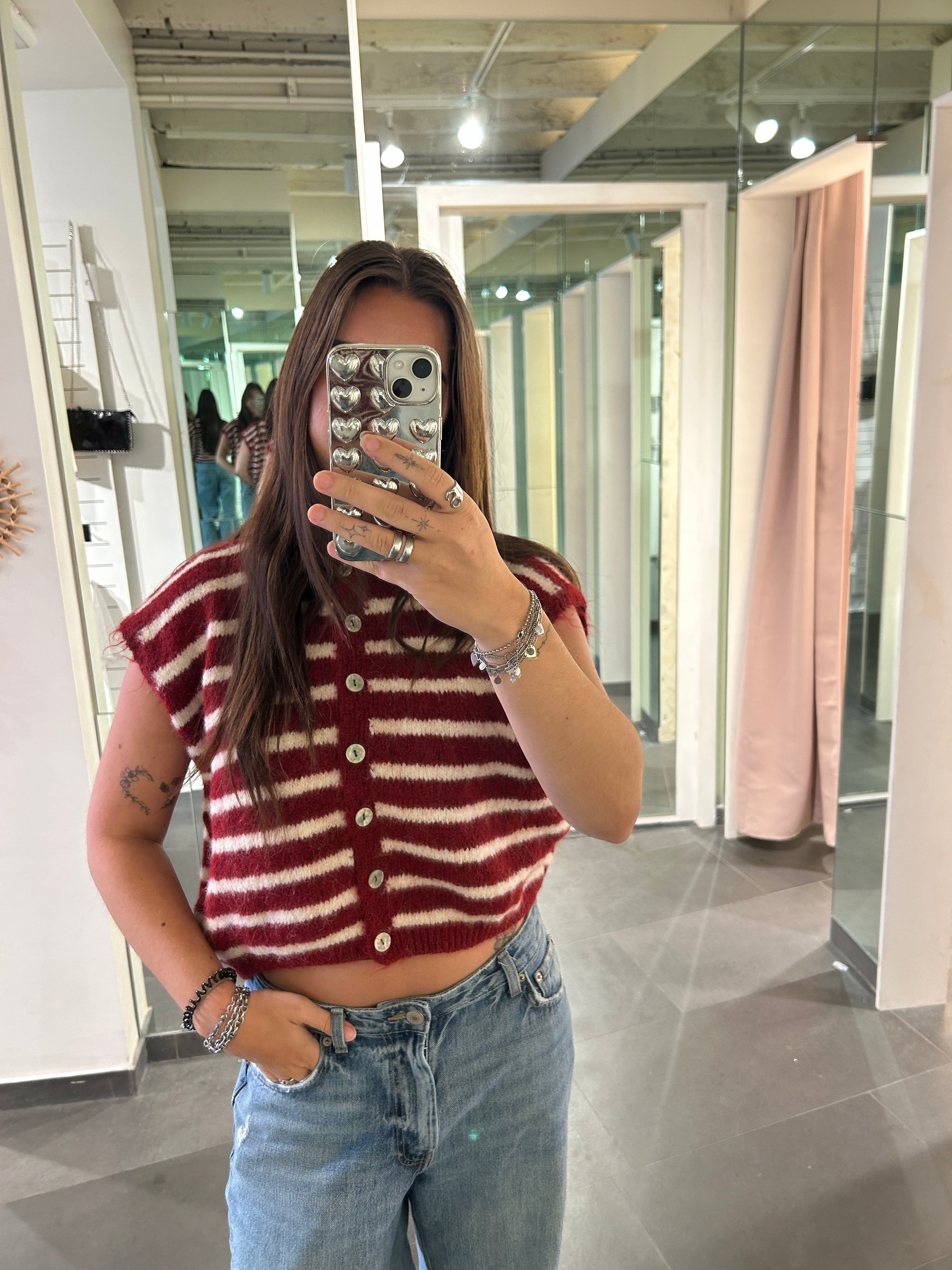 Cardigan Striped Red/White - My Favourites