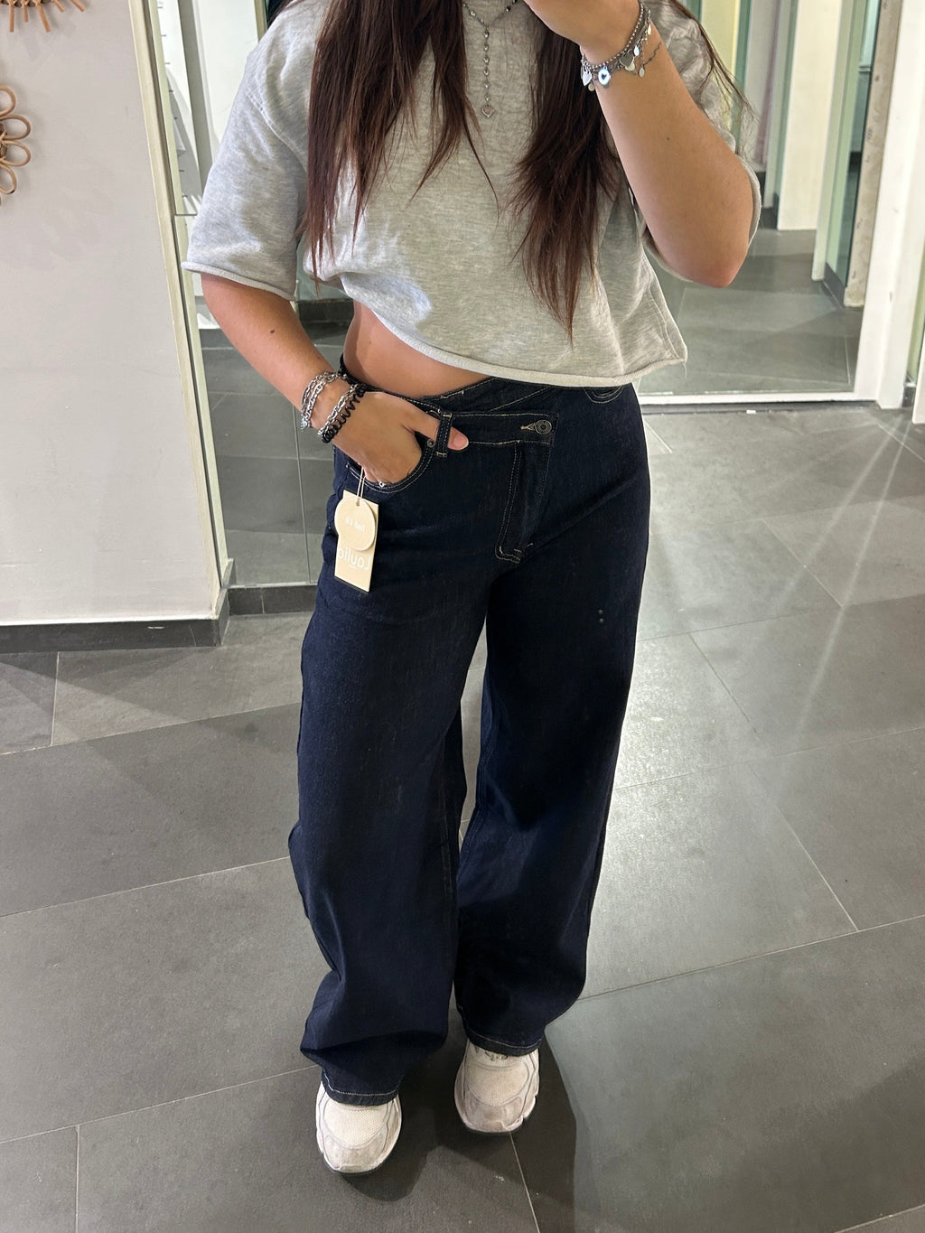 Cross Waist Jeans Dark Blue - My Favourites