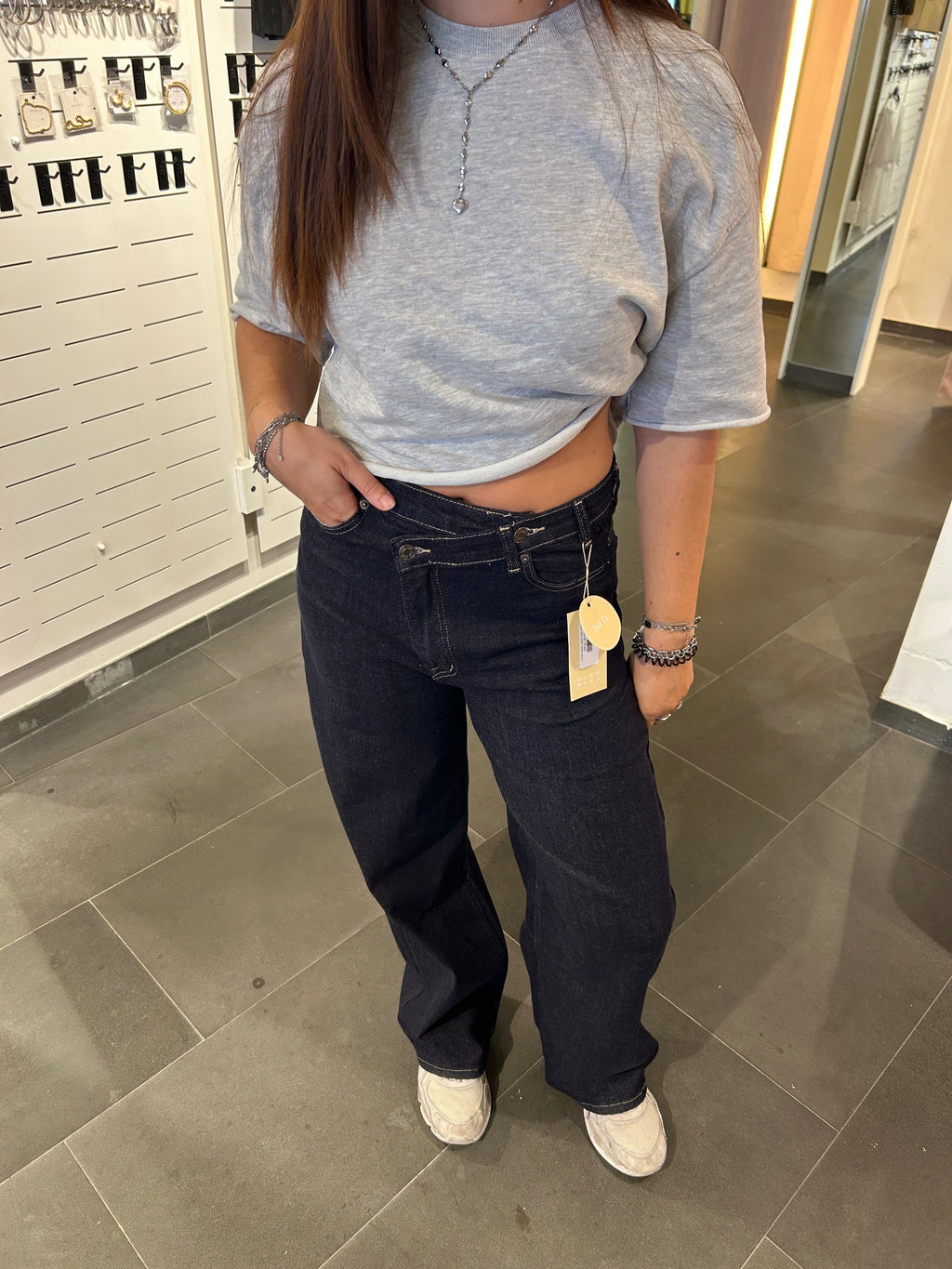 Cross Waist Jeans Dark Blue - My Favourites