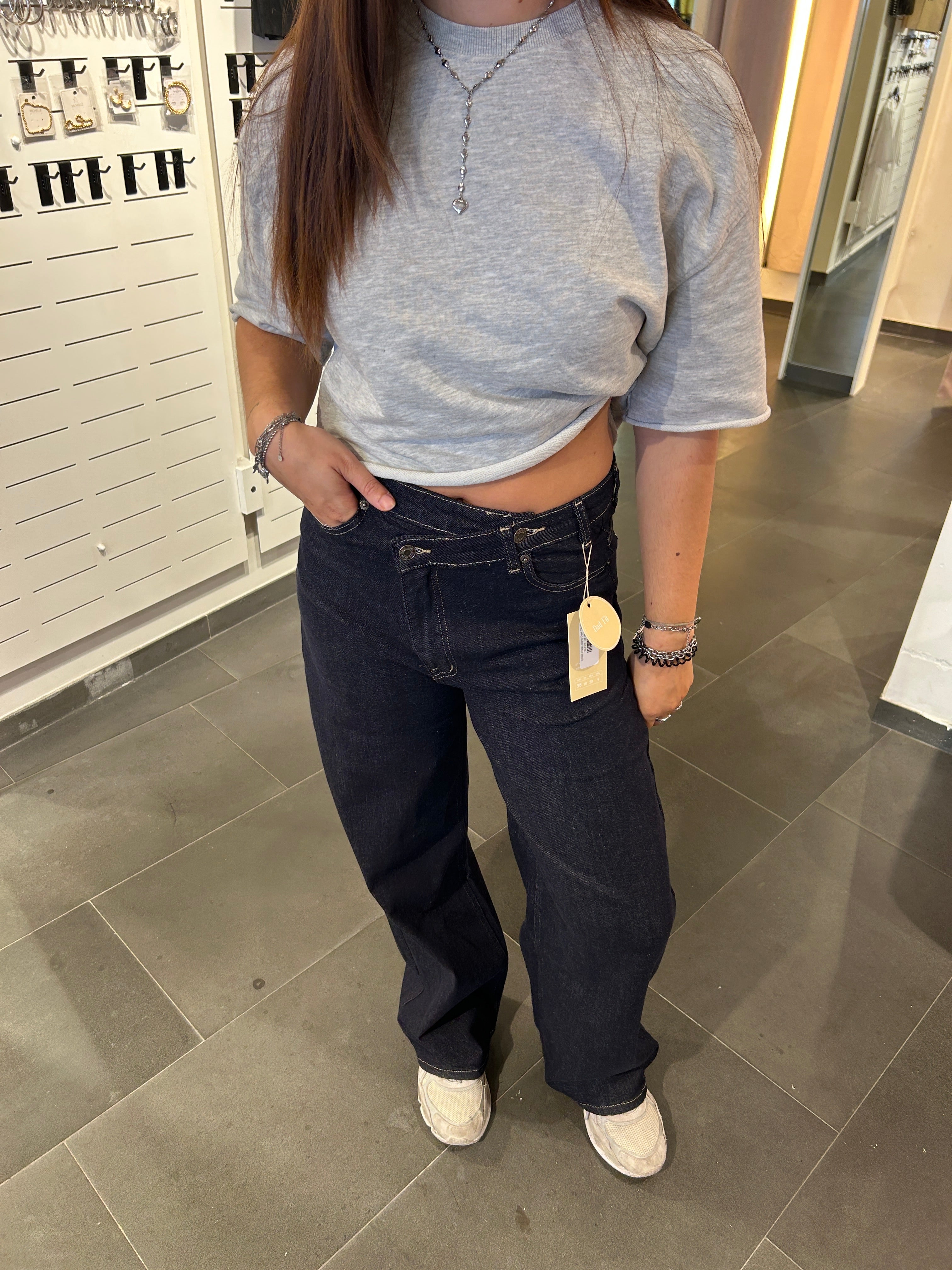 Cross Waist Jeans Dark Blue - My Favourites