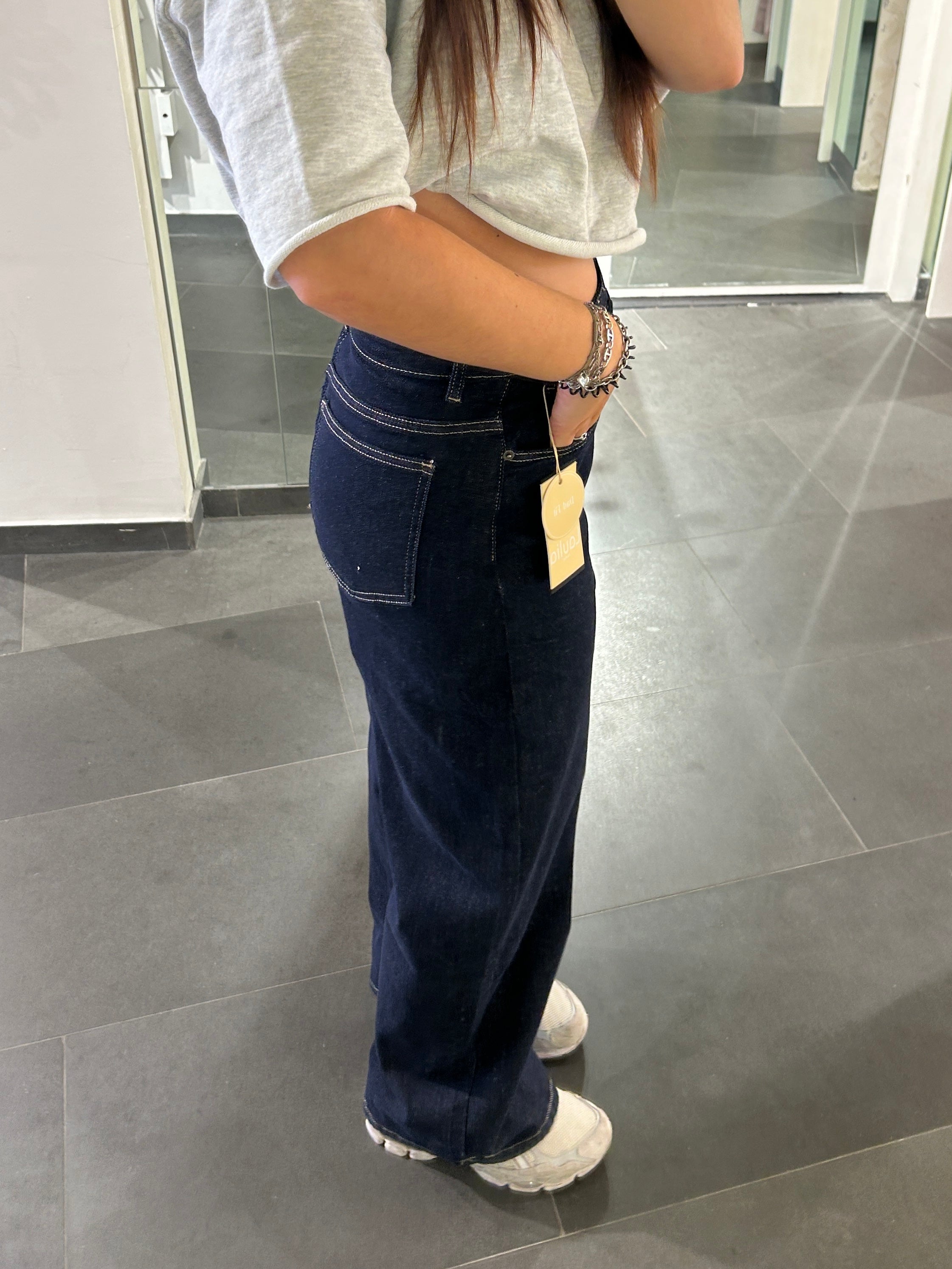Cross Waist Jeans Dark Blue - My Favourites