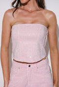 Denim Sparkle Top Baby Pink - My Favourites
