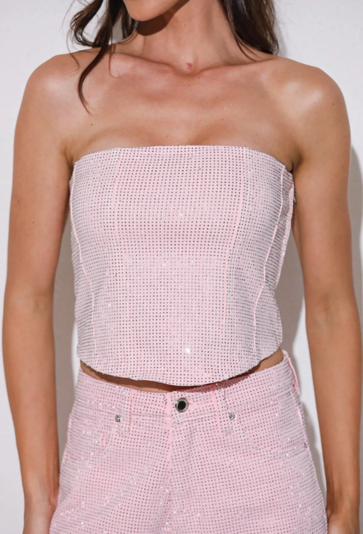 Denim Sparkle Top Baby Pink - My Favourites