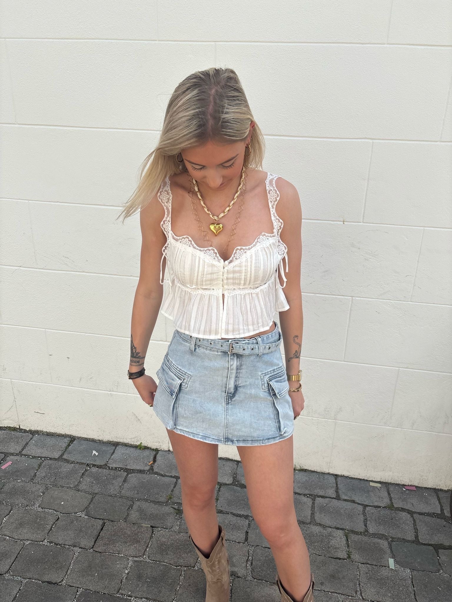 Donna Lace Top White - My Favourites