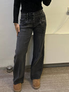 Double Waist Jeans Dark Grey - My Favourites