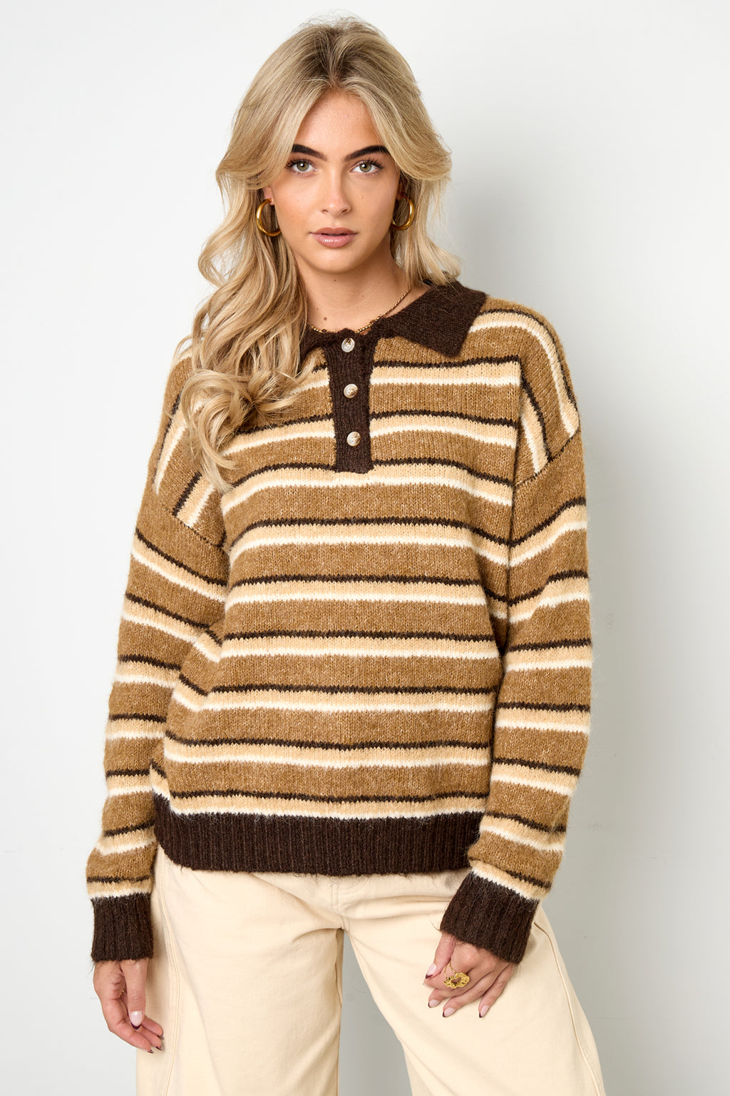 Polyester fiber (polyester) Knit sweaters Stripes Casual Fall/Winter  Clothes