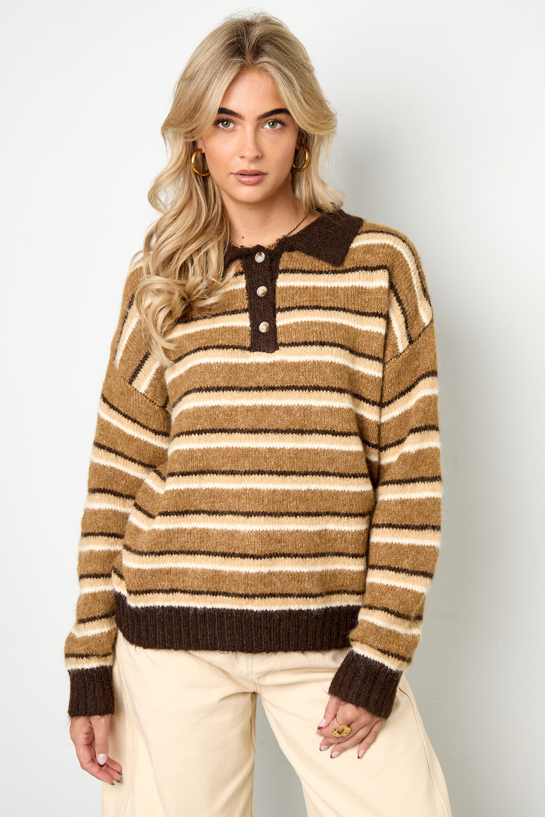 Polyester fiber (polyester) Knit sweaters Stripes Casual Fall/Winter  Clothes