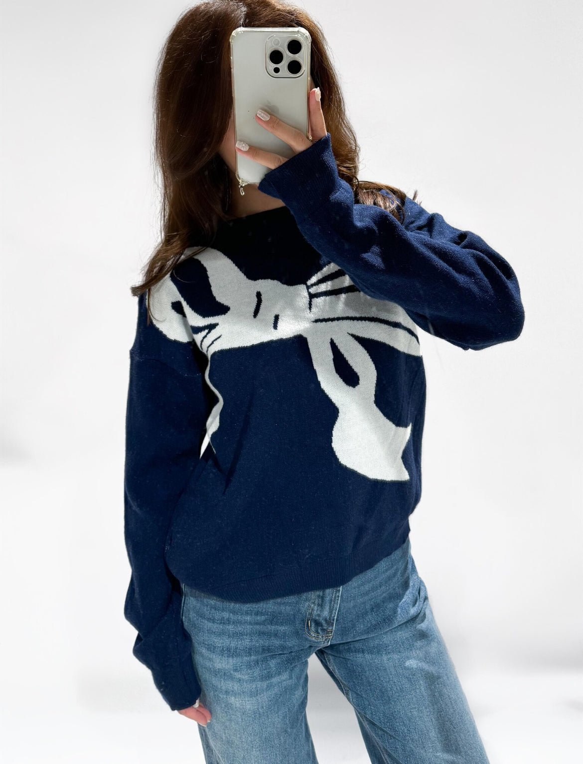 Eliya Bow Sweater Navy - My Favourites