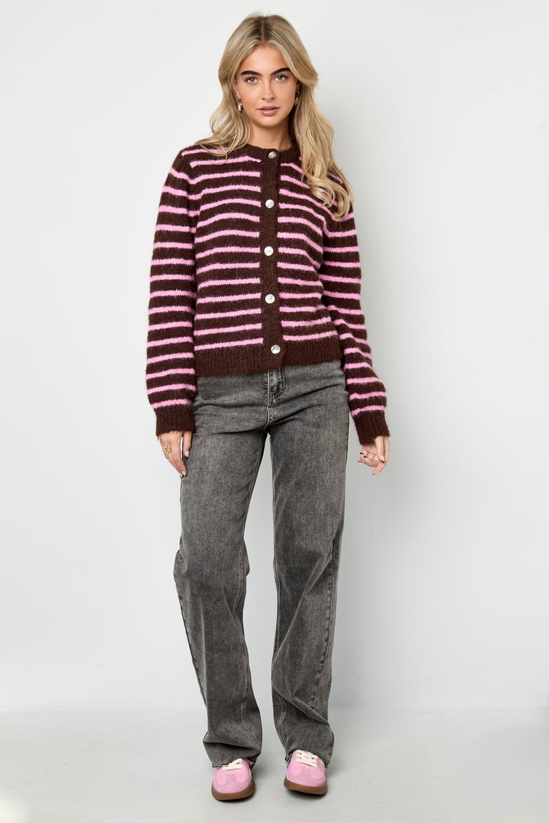 Polyester fiber (polyester) Knit cardigan Stripes Casual Fall/Winter  Clothes