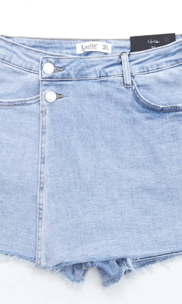 Fold Over Jeans Skort - 