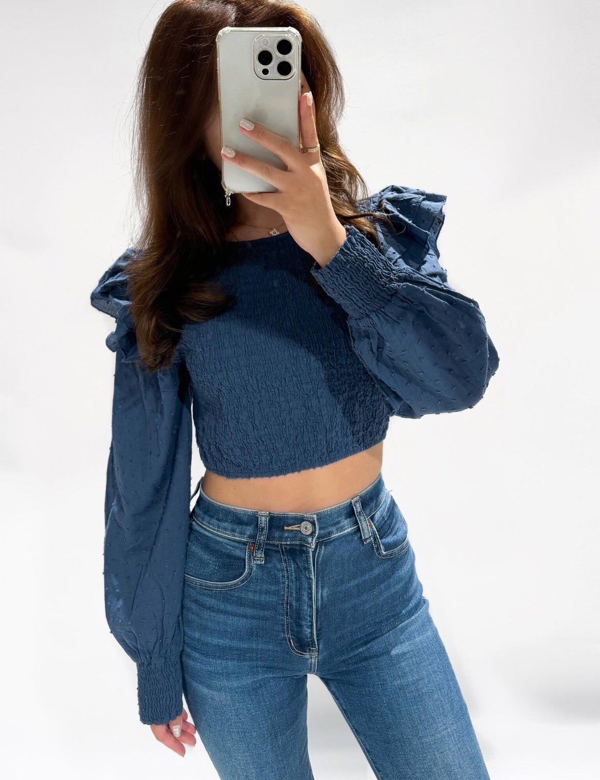 Hazel Ruffle Cropped Blouse - 