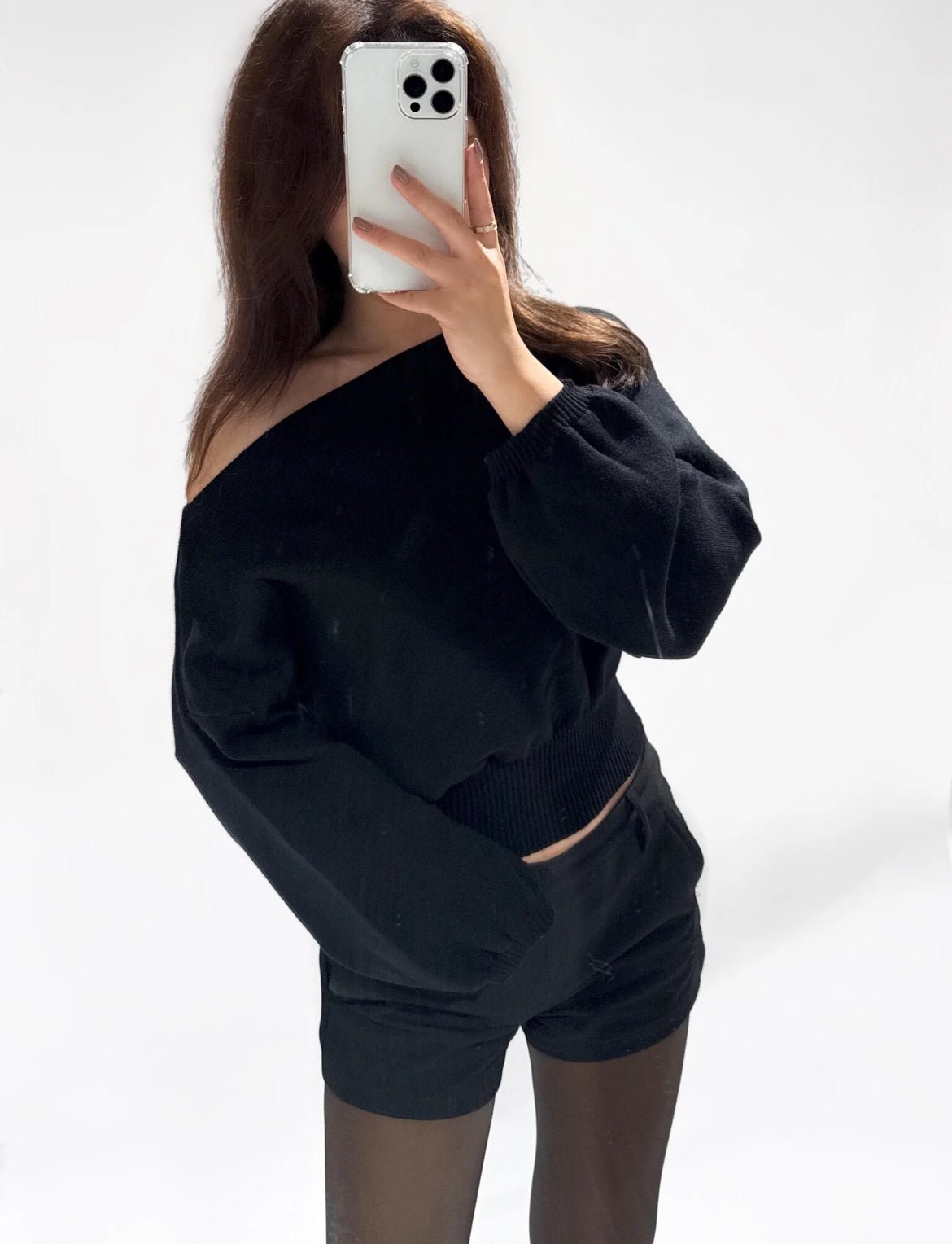 Jane Off Shoulder Sweater Black - My Favourites