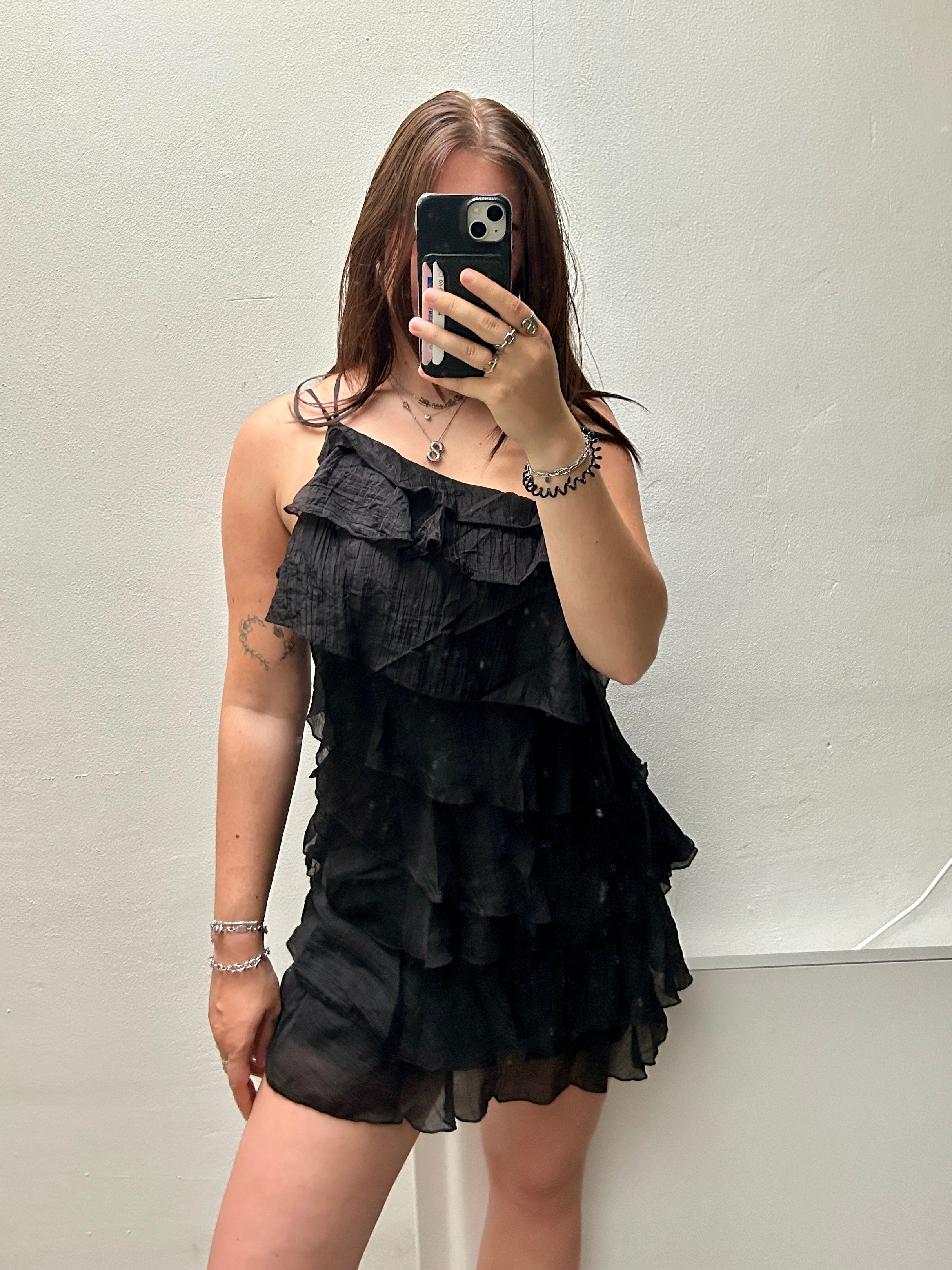 Jula Ruffle Dress Black - My Favourites