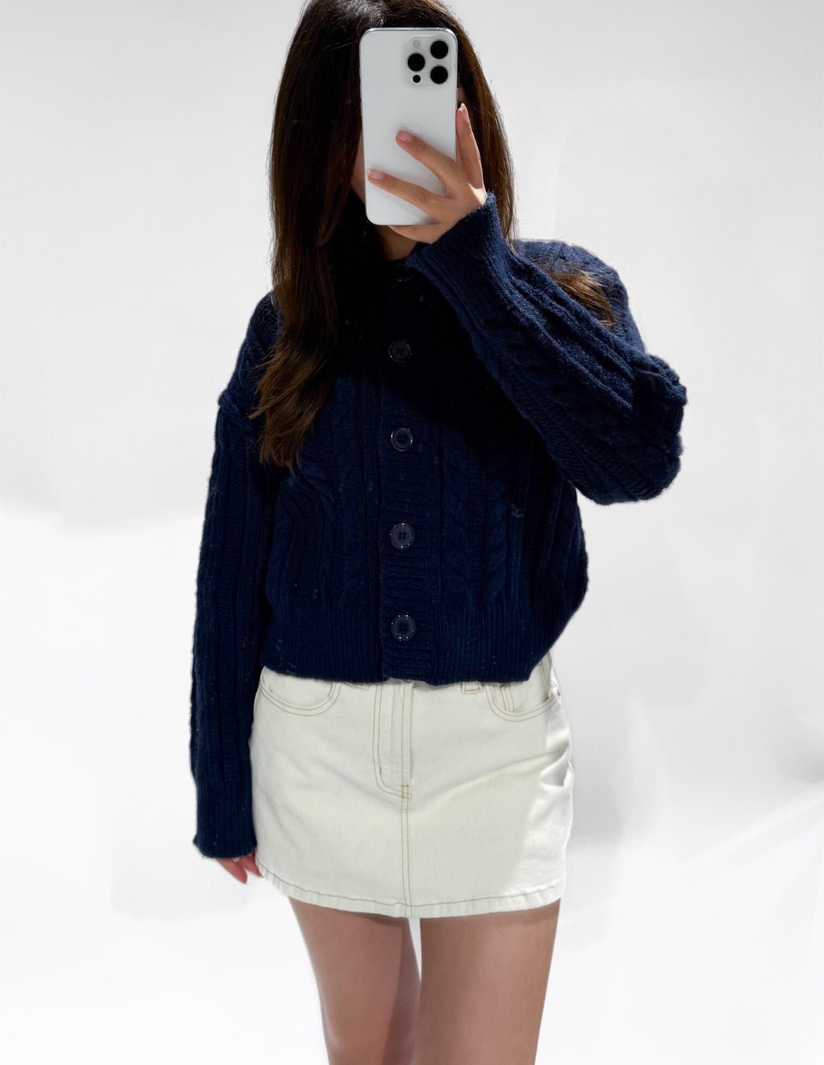 June Chunky Cable Cardigan Navy - My Favourites