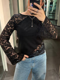 Lace Cut Out Top Black - My Favourites