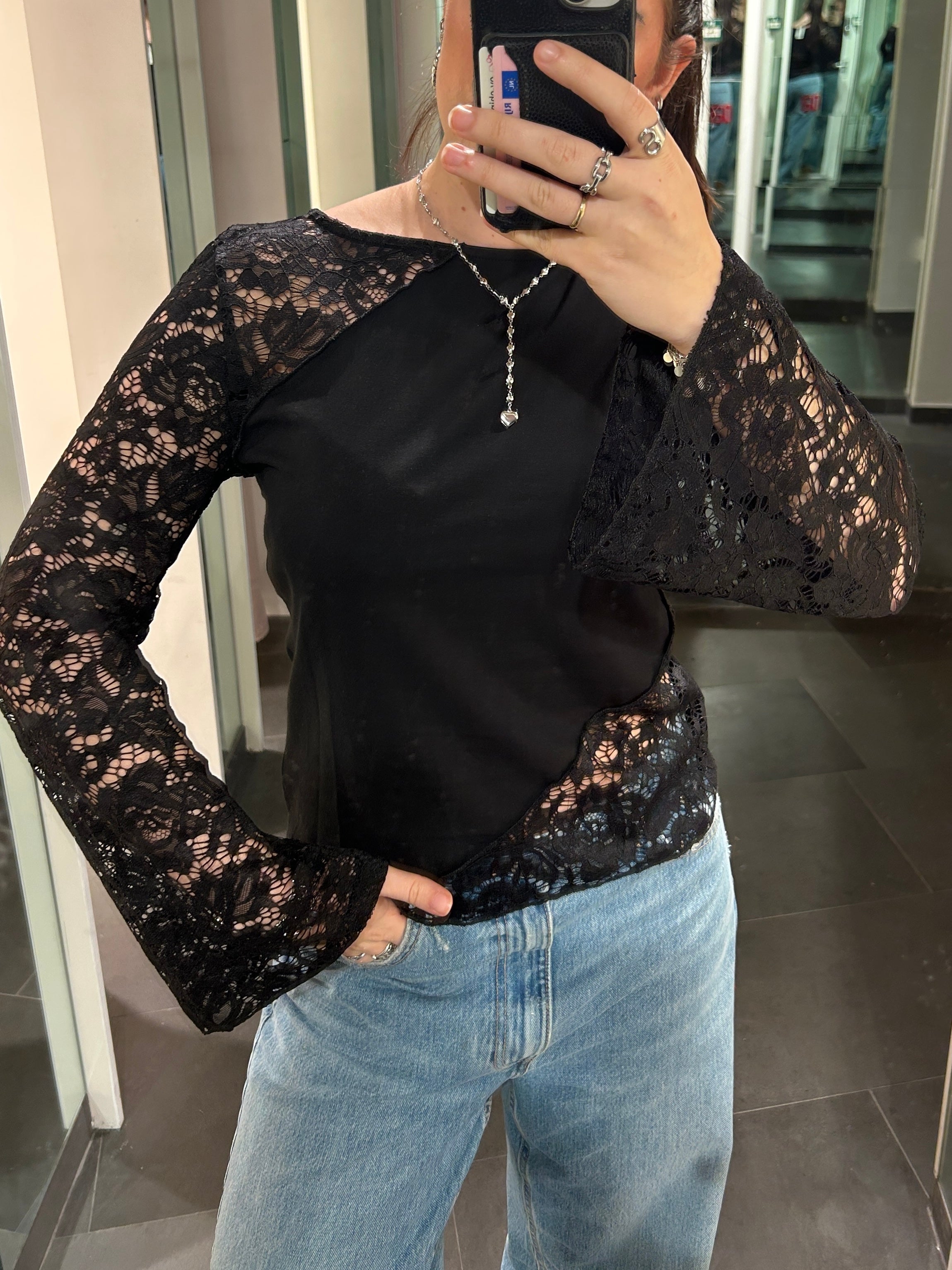 Lace Cut Out Top Black - My Favourites