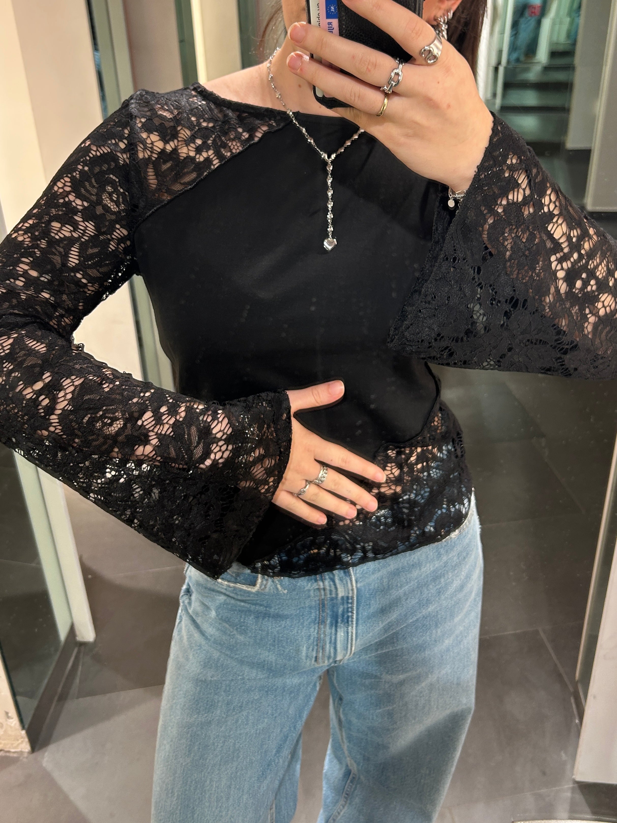 Lace Cut Out Top Black - My Favourites