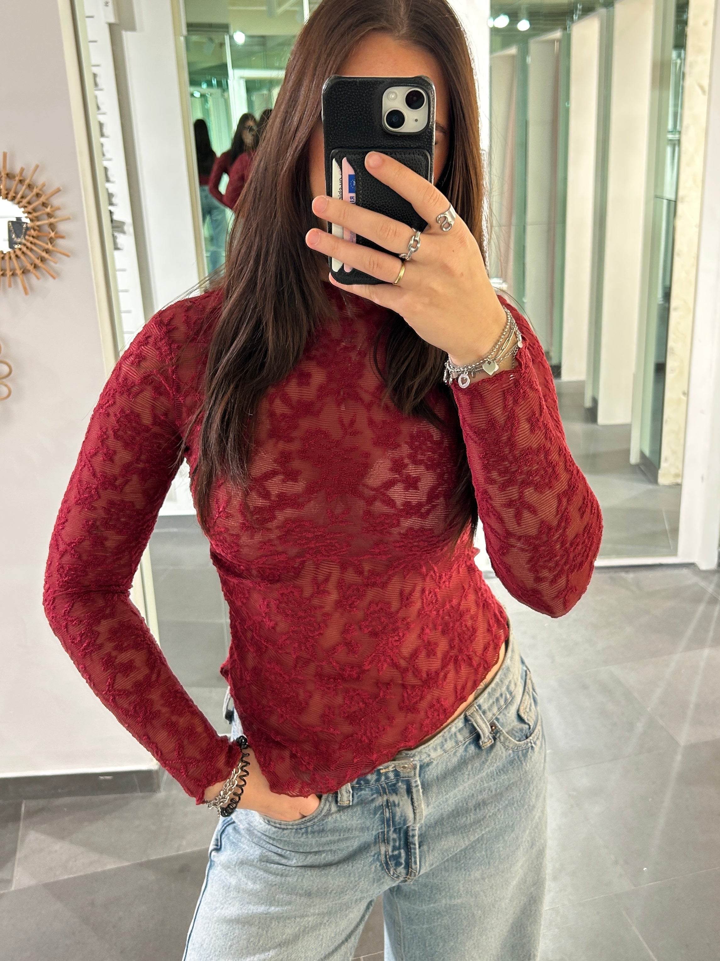 Lace Top Floral Red - My Favourites