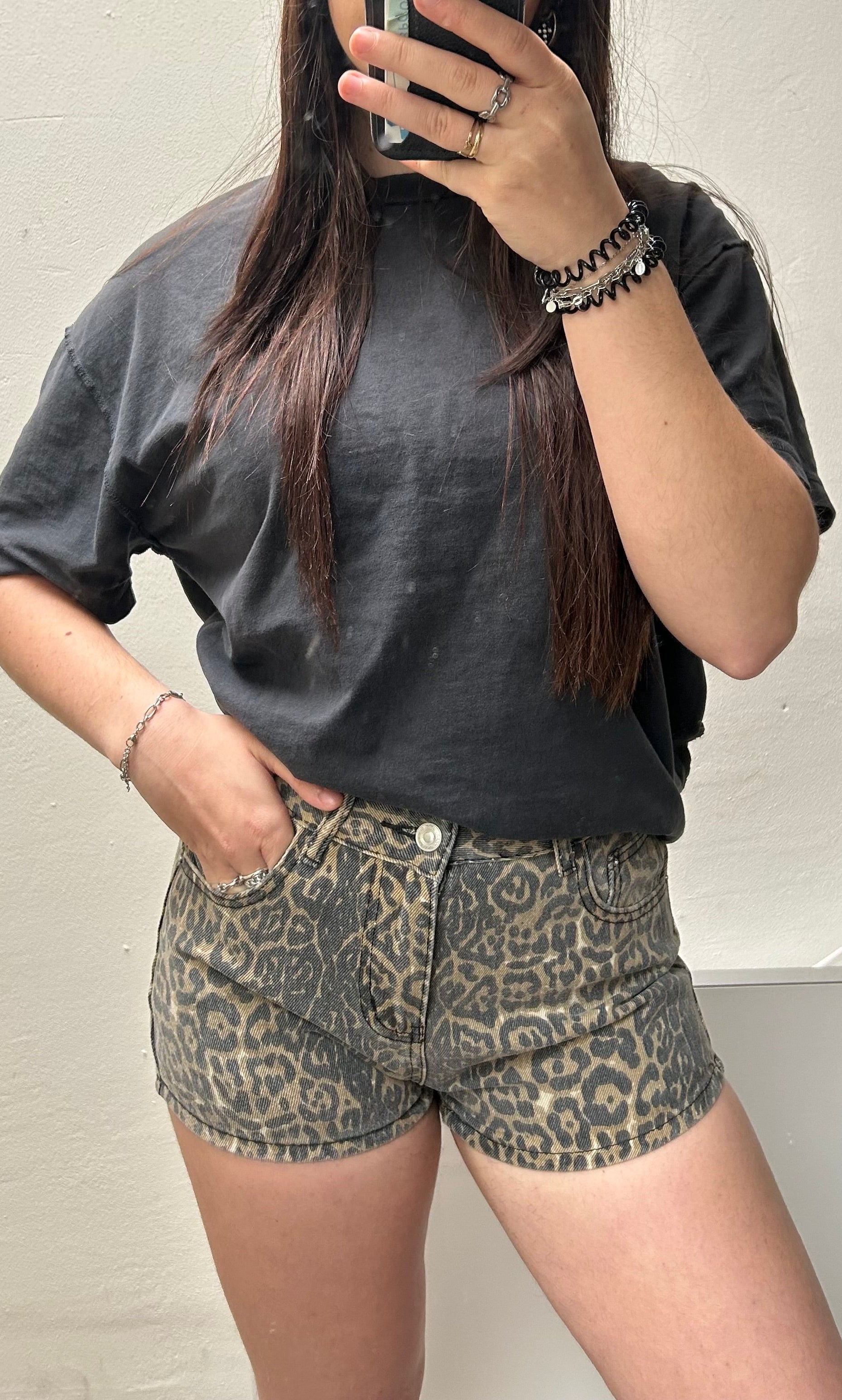 Leopard Jeans Short -