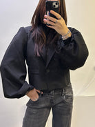 Lisa Puff Blazer Long Black - My Favourites