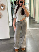 Liza Mid Waist Wide Leg Tall Jeans Grey - My Favourites