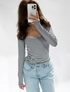 Mila Top Striped Navy - 