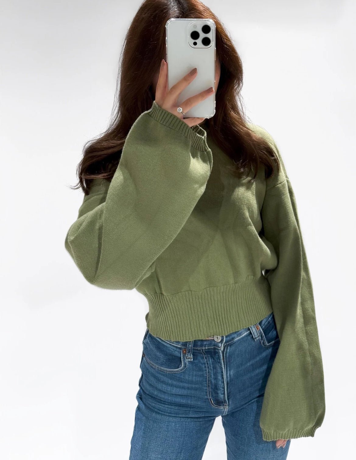 Nara Cropped Sweater Khaki - My Favourites