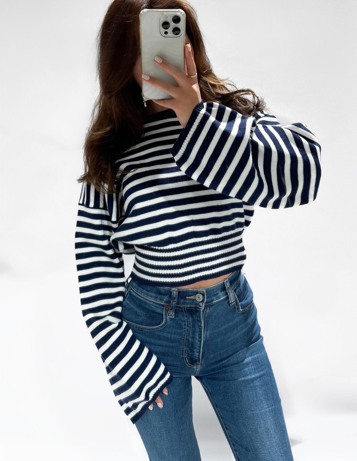 Nara Striped Cropped Sweater - 