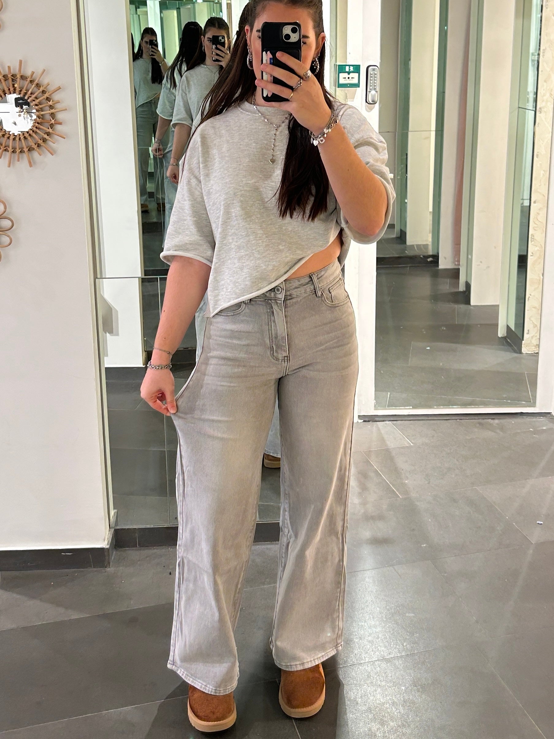 Nina Wide Leg Jeans Grey - My Favourites