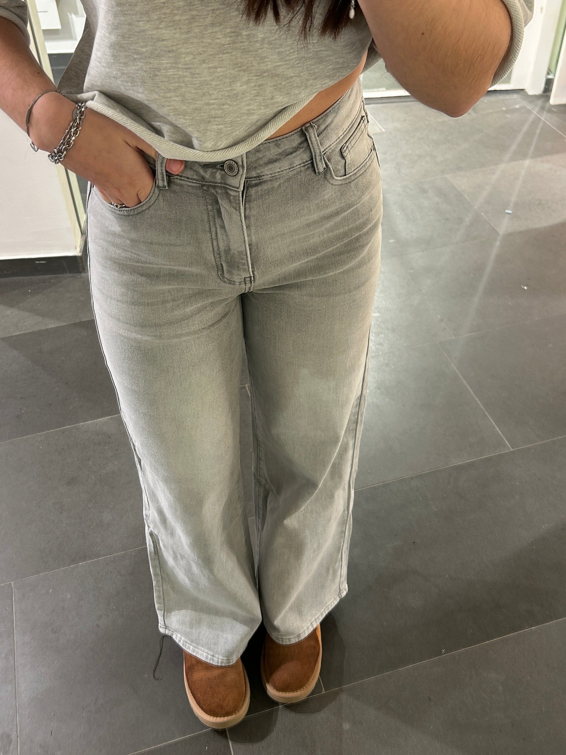 Nina Wide Leg Jeans Grey - My Favourites