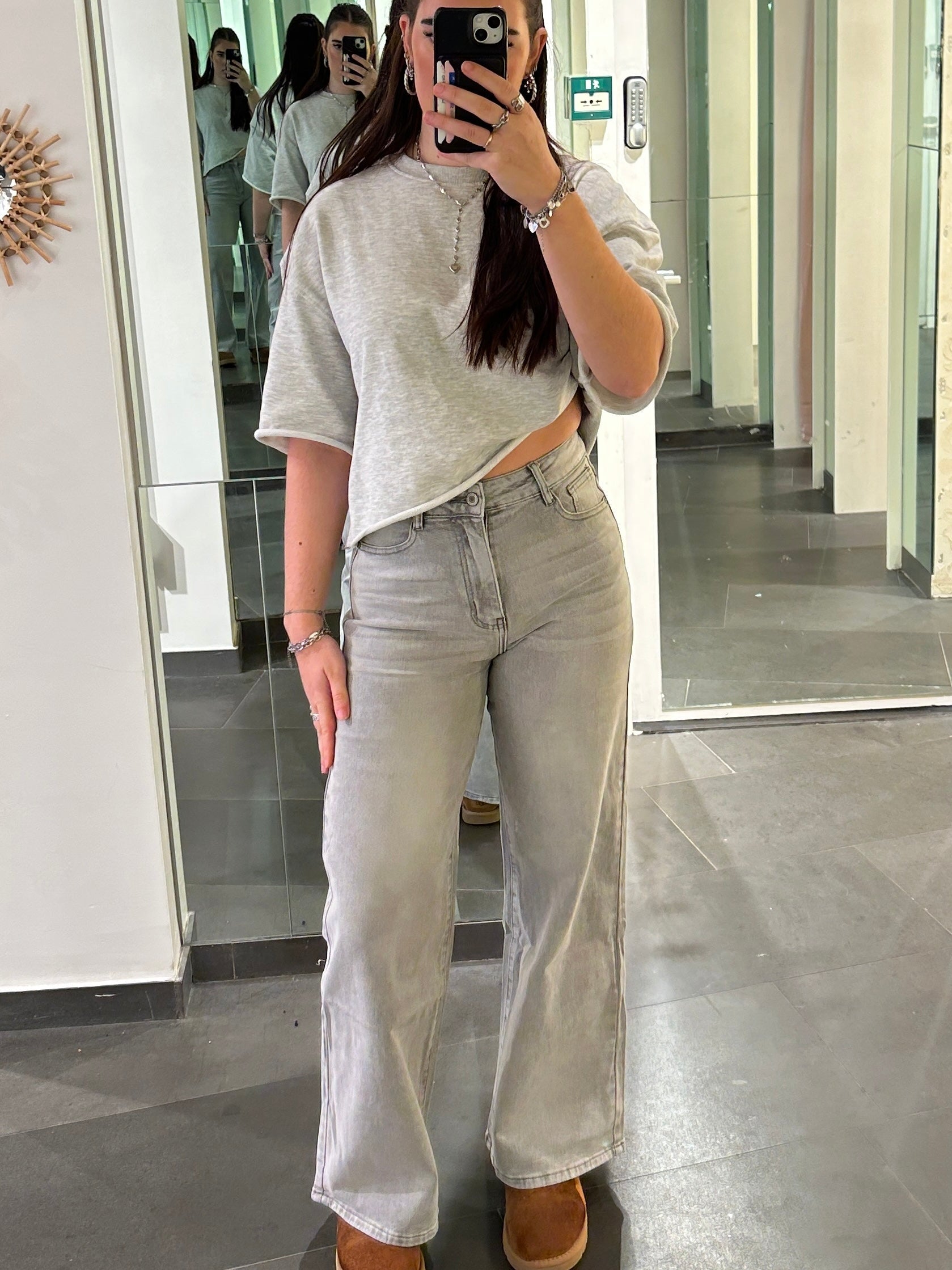 Nina Wide Leg Jeans Grey - My Favourites