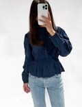 Noelle Blouse Navy - My Favourites