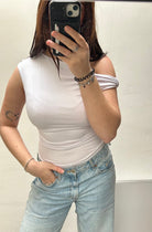 One shoulder top white -